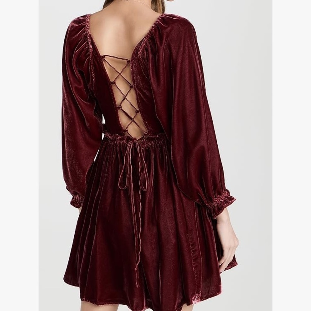 Free people Movement Women's Daphne Velvet Sleeve Mini Dress roan rouge … - Picture 4 of 16